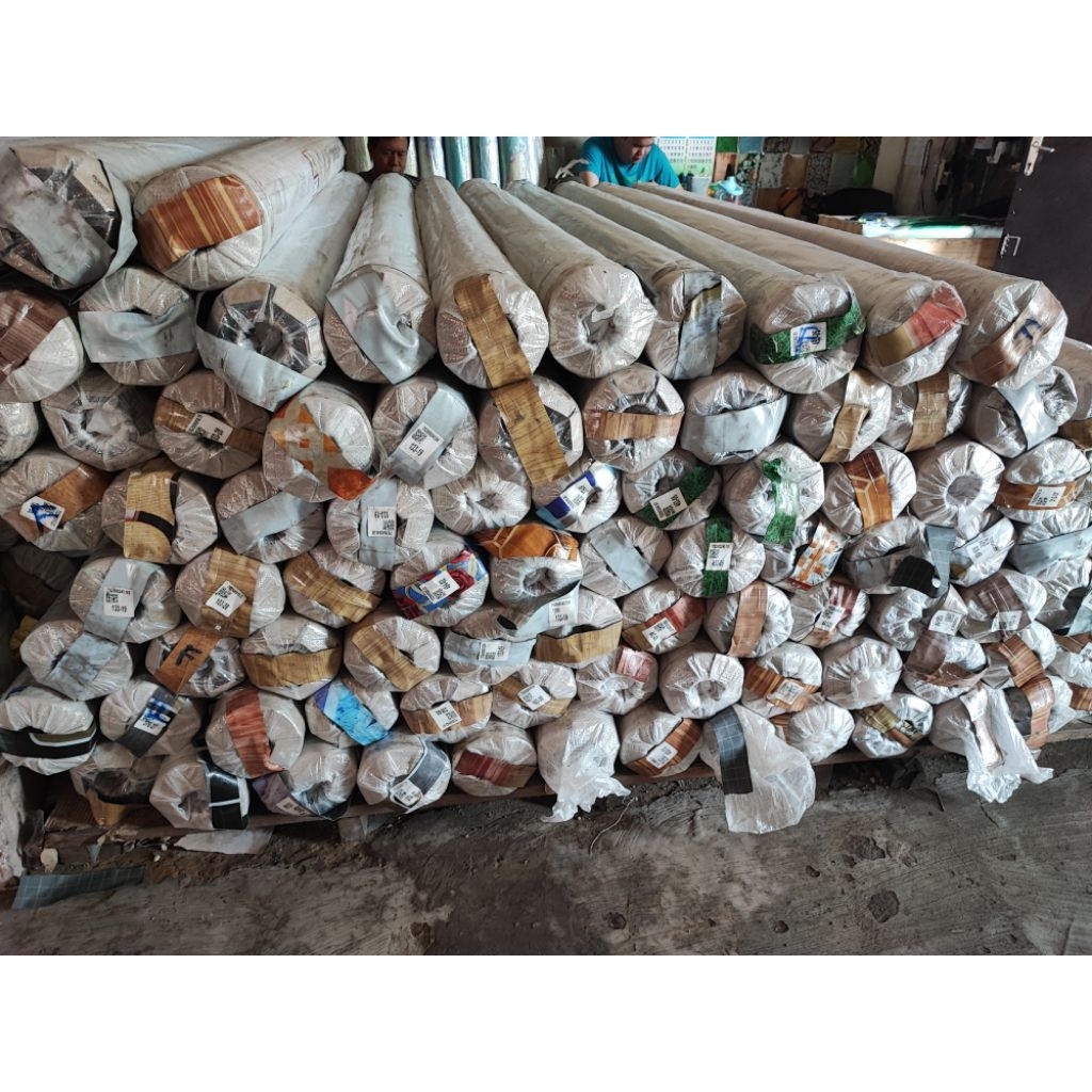 SATU ROLL KARPET LANTAI TIKAR LANTAI MOTIF VINYL EMBOSS TEBAL TECHNO KOREA UK. 2X25 METER