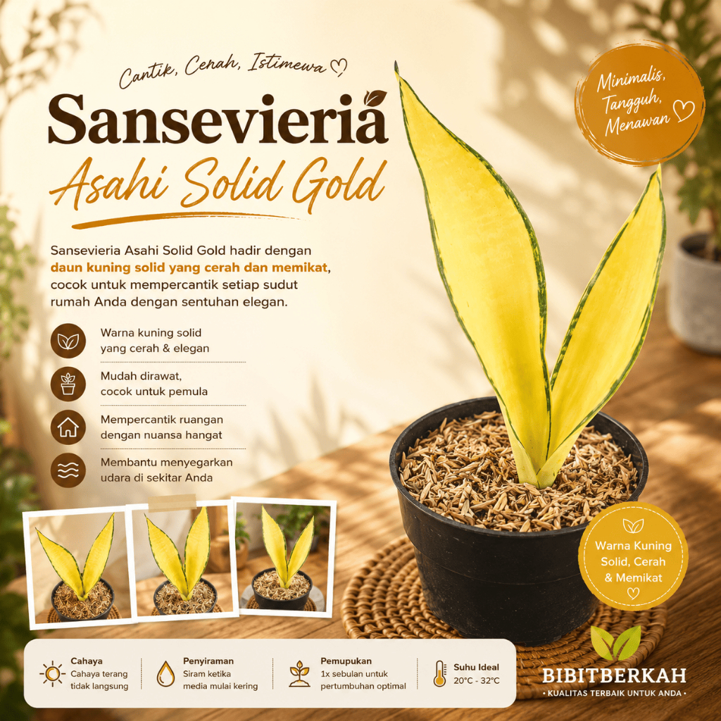 Sansevieria Golden Asahi Solid Gold - Tanaman Hias Sansivera Lidah Mertua