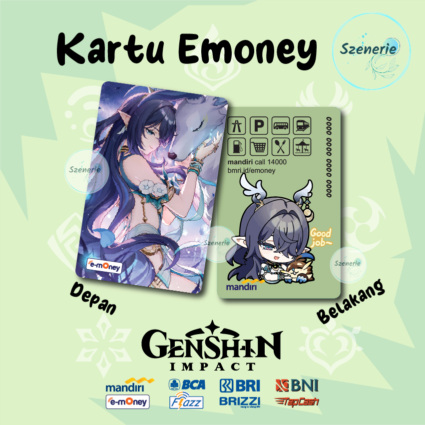 Emoney Custom LAUMA Genshin Impact Dendro Flazz gen 2 Mandiri BCA Tapcash BNI Brizzi BRI 2 sisi