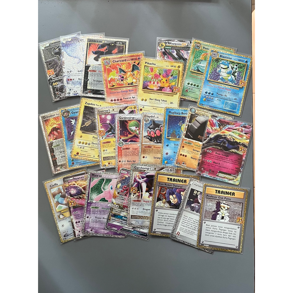 Kartu pokemon komplit set 25th anniversary promo card langka fullset 25 kartu rare pikachu charizard