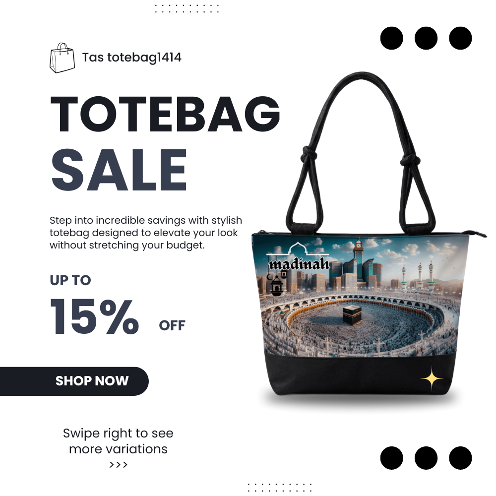Tas Wanita Tali Sumbu Souvenir Umroh Oleh Oleh Haji Totebag Printing Motif Arab Islamic