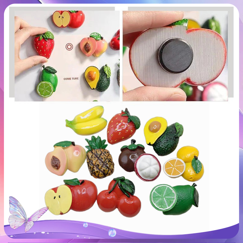 Magnet Tempelan Buah Magnet Hias Dapur Tempelan Kulkas Magnet Buah-Buahan 10pcs Magnet 3d Buah