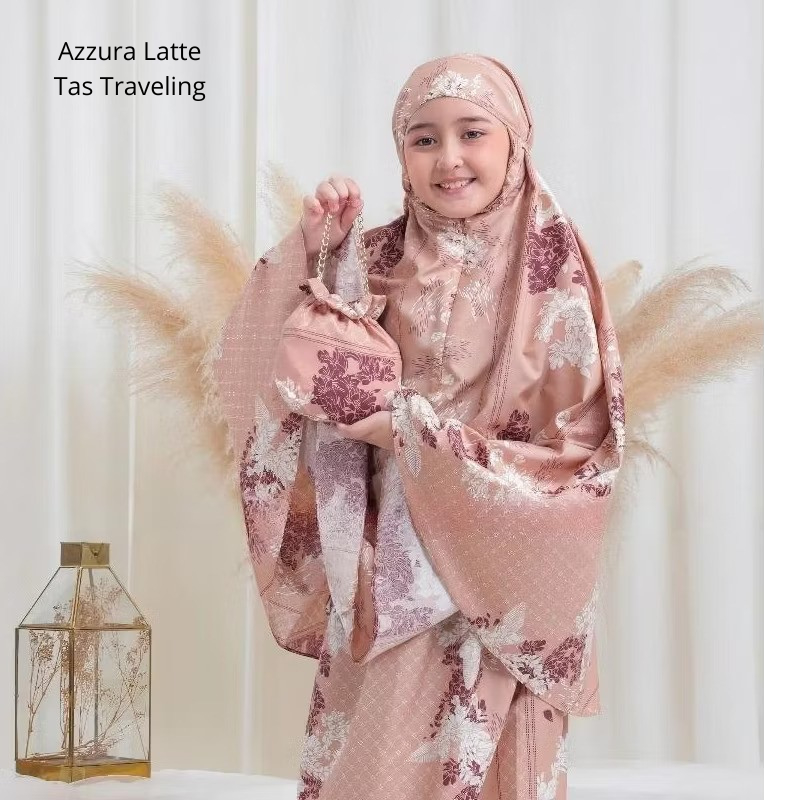 Mukena Anak Azura Hasya 2in1 Resleting Travel Katun Mikro