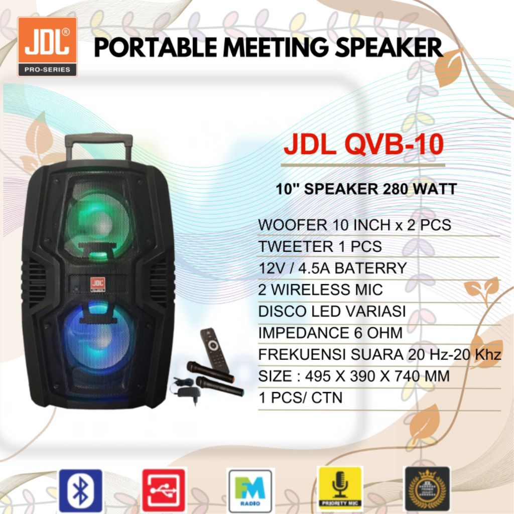 Speaker Portable JDL QVB-10  2 Mic Wireless