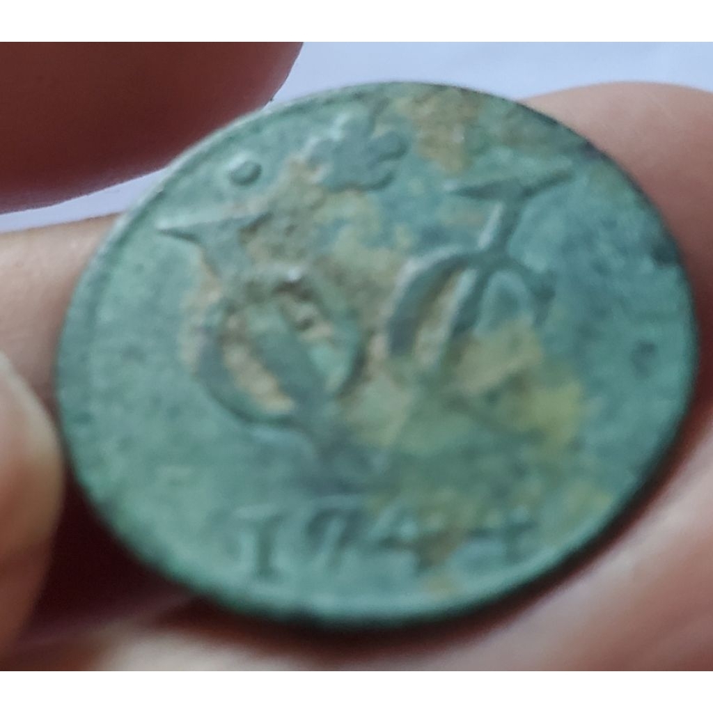 1 keping koin voc holland 1744 1 duit