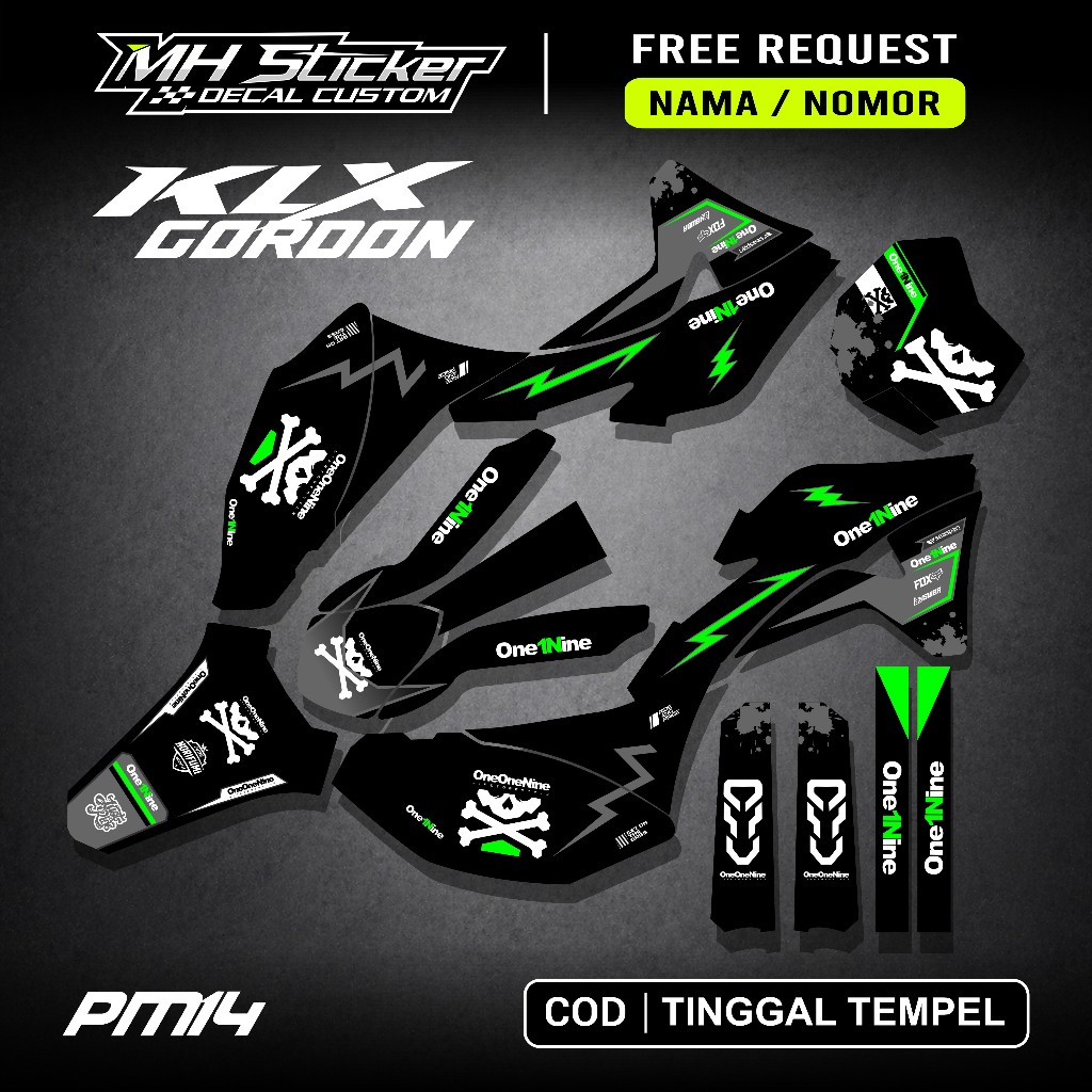 Decal Klx Gordons Terbaru - Sticker Klx Gordons Custom - Decal Stiker Klx Gordons Request Nama Nomor