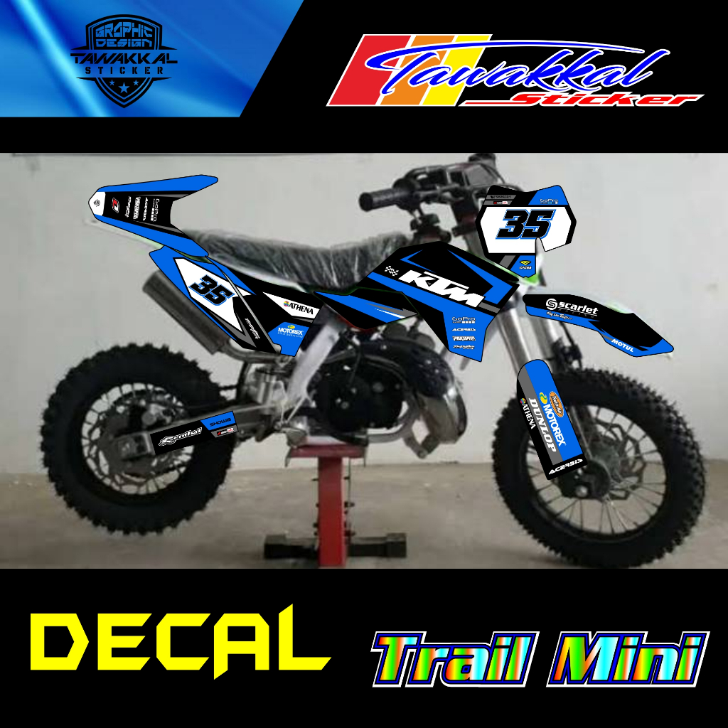 Stiker Decal untuk Motor Mini Trail SE, SSR, Gazgas GX50, MX50, KTM, MT6a, NRG Motif Desain 35 Terba
