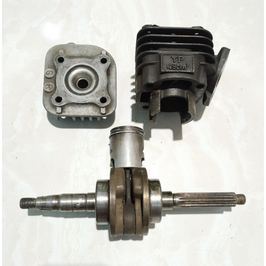 Cylinder blok kop piston + kruk as bandul Sanex QJ50 Star Venus kymco 50cc Original lepasan