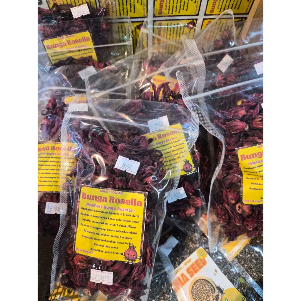 (Harga Grosir) Bunga Rosella Merah 50Gram Kering Organik Bersih - Teh Rosella
