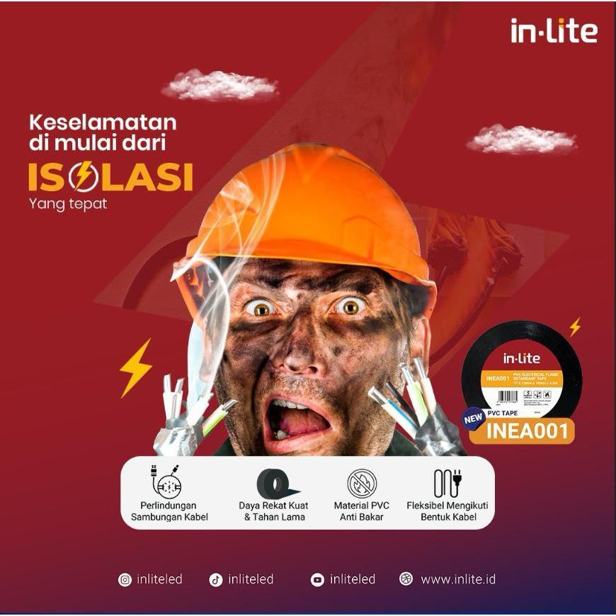 INLITE ISOLASI IN LITE SOLASI SELOTIP LAKBAN ISOLASI LISTRIK TEBAL 0.13MM LEBAR 18MM PANJANG 4,5MTR/