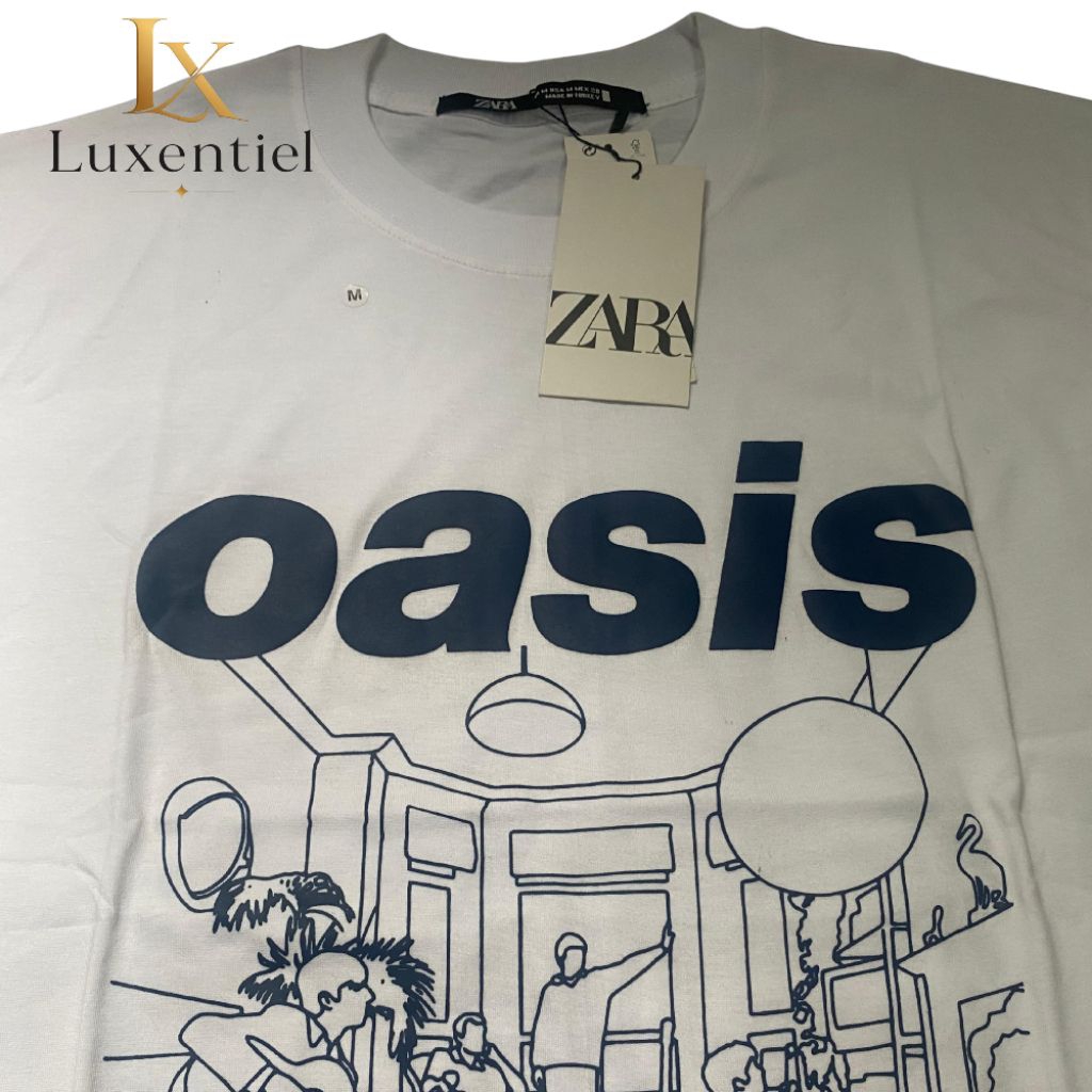 ZARA x Oasis Original Oversize T-Shirt Pria Wanita Premium Cotton Kaos Unisex Full Tag