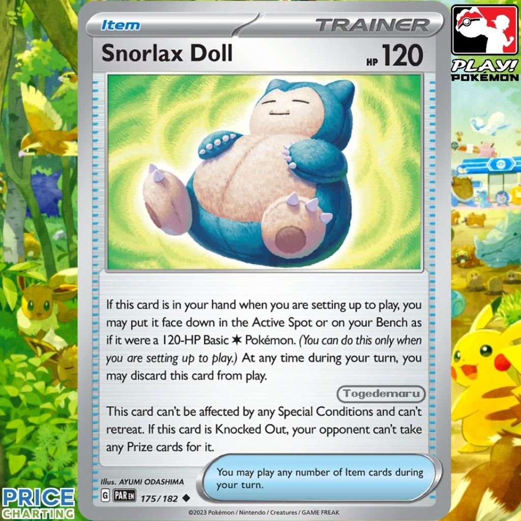 Kartu Pokemon TCG Inggris Snorlax Doll PAR 175/182 U - Item Card