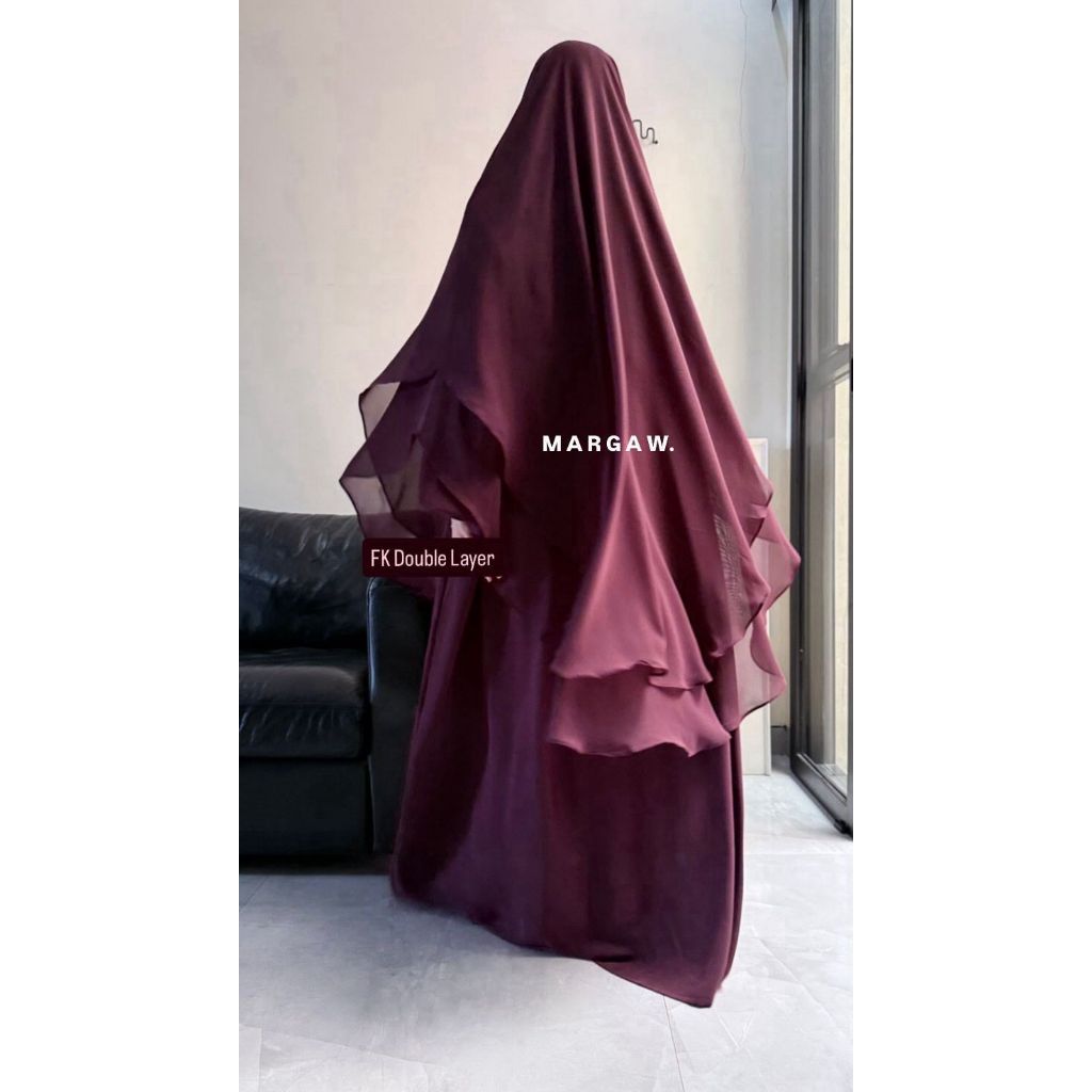 French Khimar Double Layer (Chiffon Arabeschi) Margaw