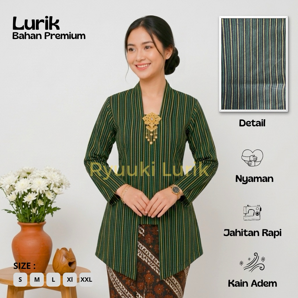 Baju Kebaya Lurik Wanita Dewasa Khas Jogja Solo Premium Model Modern Size S M L XL XXL XXXL