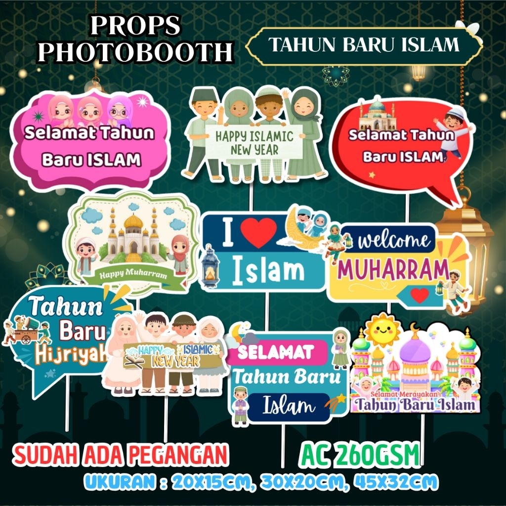 1 PC - PROPS PHOTOBOOTH POSTER PAWAI TAHUN BARU ISLAM MUHARRAM HIJRIAH AKSESORIS DEKORASI