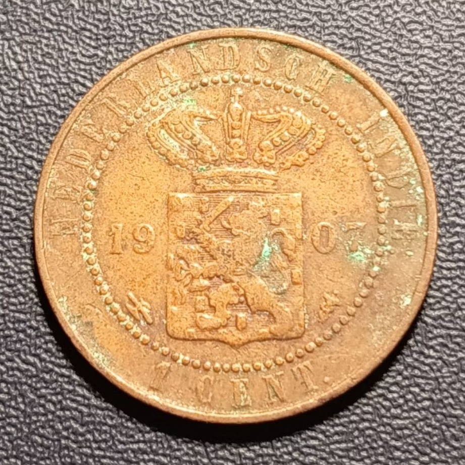 Koin Kuno 1 Cent Nederlandsch Indie Tahun 1907