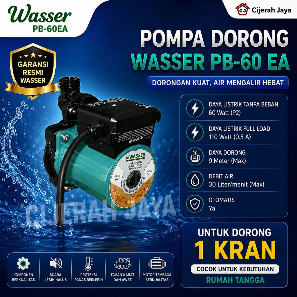 POMPA WASSER PB 60EA POMPA BOOSTER PB-60 EA  Mesin Pompa Air Dorong Wasser PB 60 EA Booster Pump