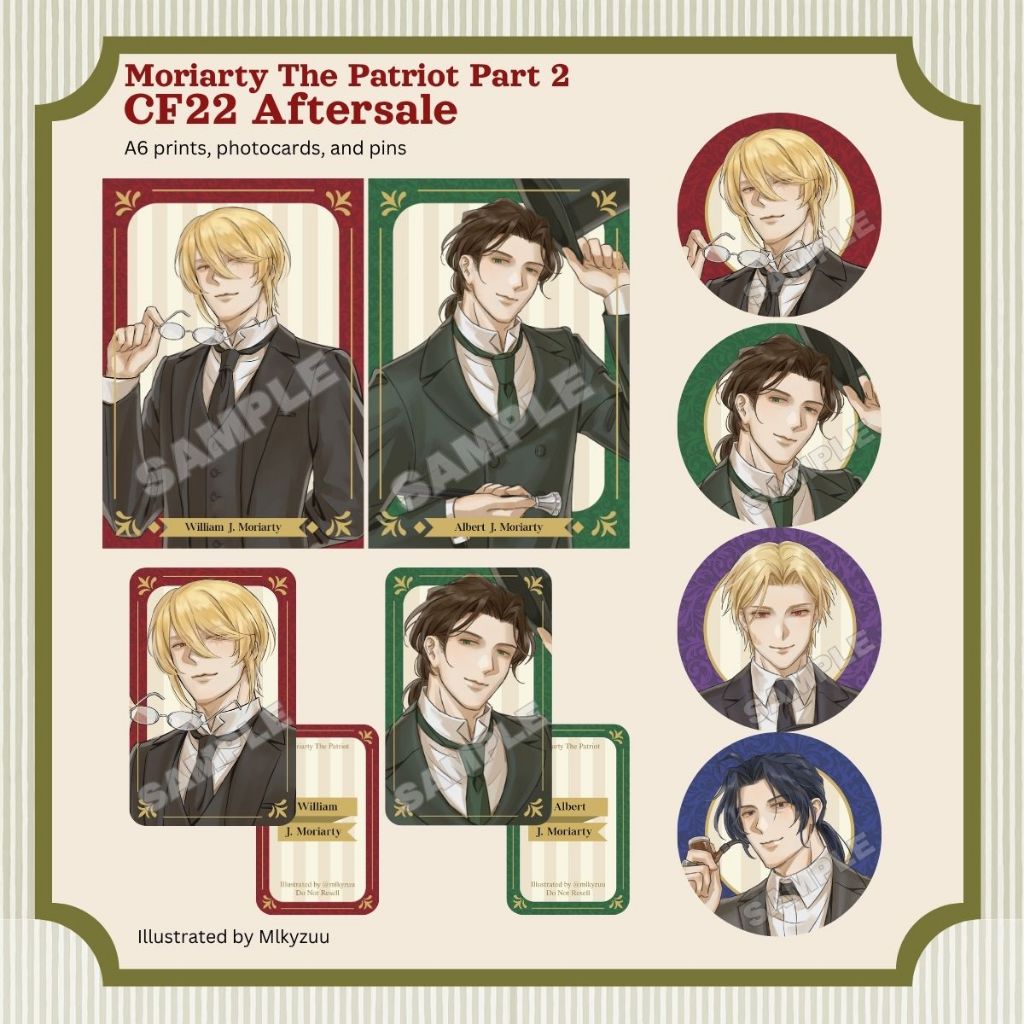 [ MTP Fanmerch ] Moriarty The Patriot Part 2 - William Albert Louis Sherlock - A6 Print Photocard Pi