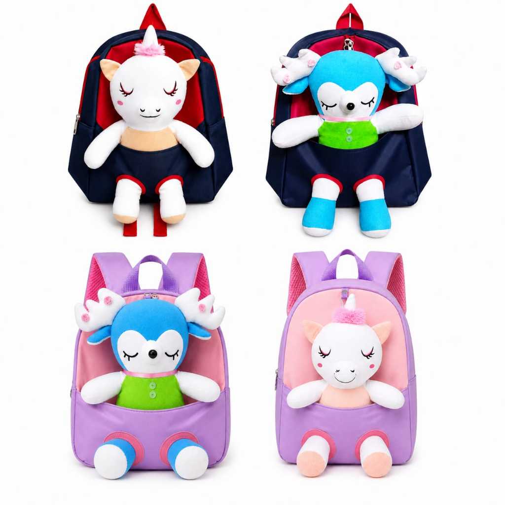 Tas Boneka Anak Laki Laki Lucu Ransel Sekolah Cowok TK PAUD Korea Import Mini Karakter