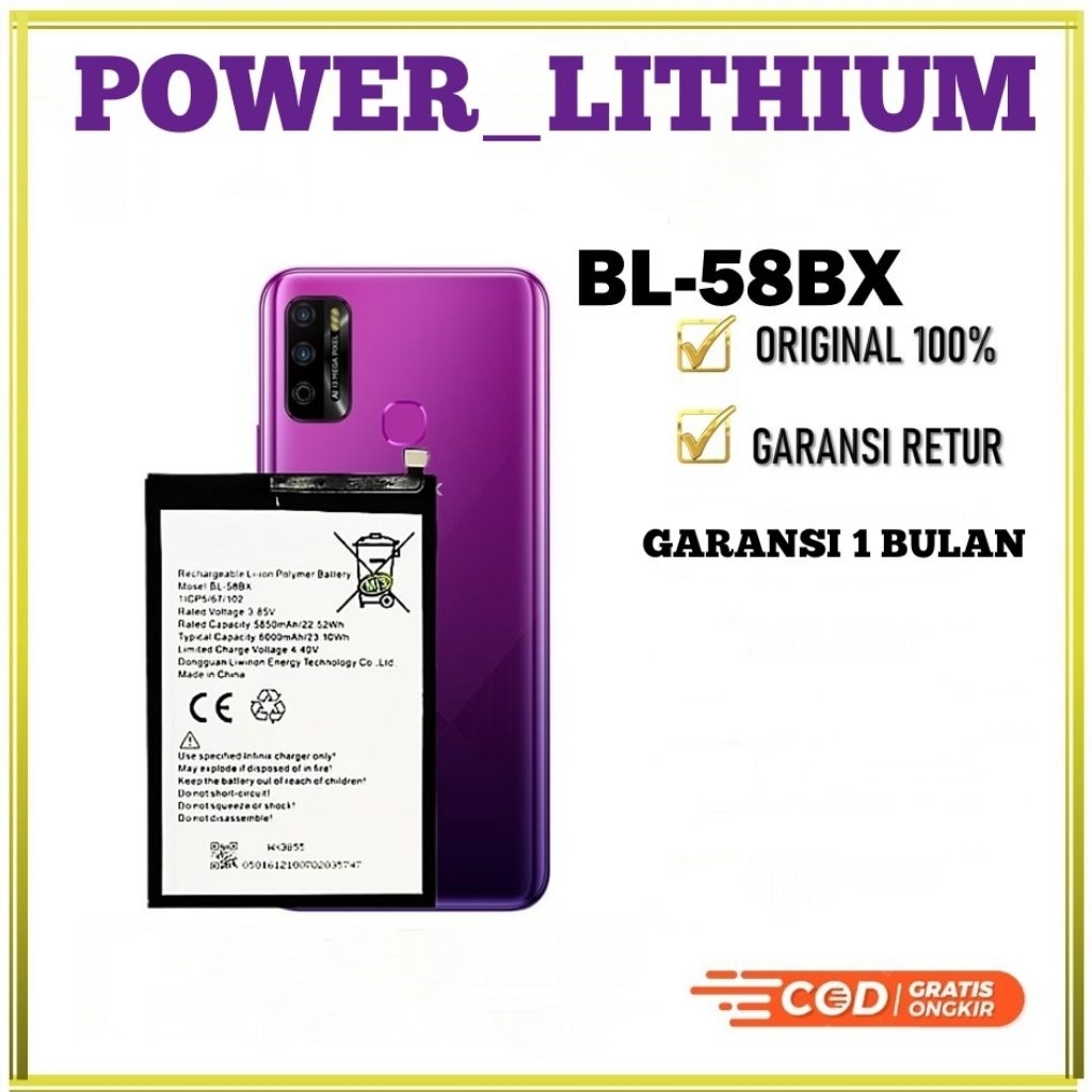 Baterai Batre For Infinix Hot 10s X689 / Hot 9 Play X680 / Hot 10 Play X688 / Hot 11 Play / Hot 12 P