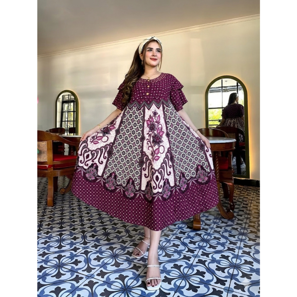 DASTER JUMBO XXXL LD 140 / DASTER PAYUNG KLOK BUSUI DAN BUMIL KANCING DEPAN / DASTER PAYUNG JUMBO XX