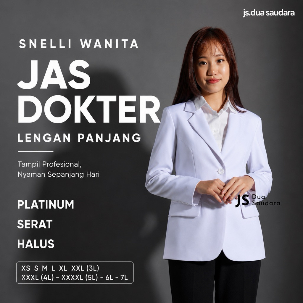 jas dokter wanita sneli DUA SAUDARA lengan panjang merk dua saudara