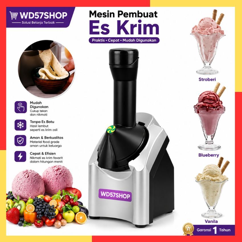 Alat Mesin Pembuat Ice Cream Es Krim Maker Machine Gelato Yogurt Smoothie Tomori Cokelat Marshmallow