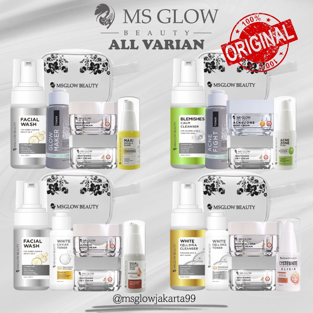 MS GLOW BEAUTY All Varian Paket Kecantikan Wajah Whitening Ultimate Acne Luminous Whitecell DNA Orig