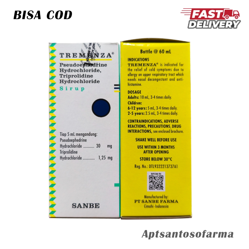 Tremenza Syrup 60ml | Redakan Batuk Pilek & Bersin Anak