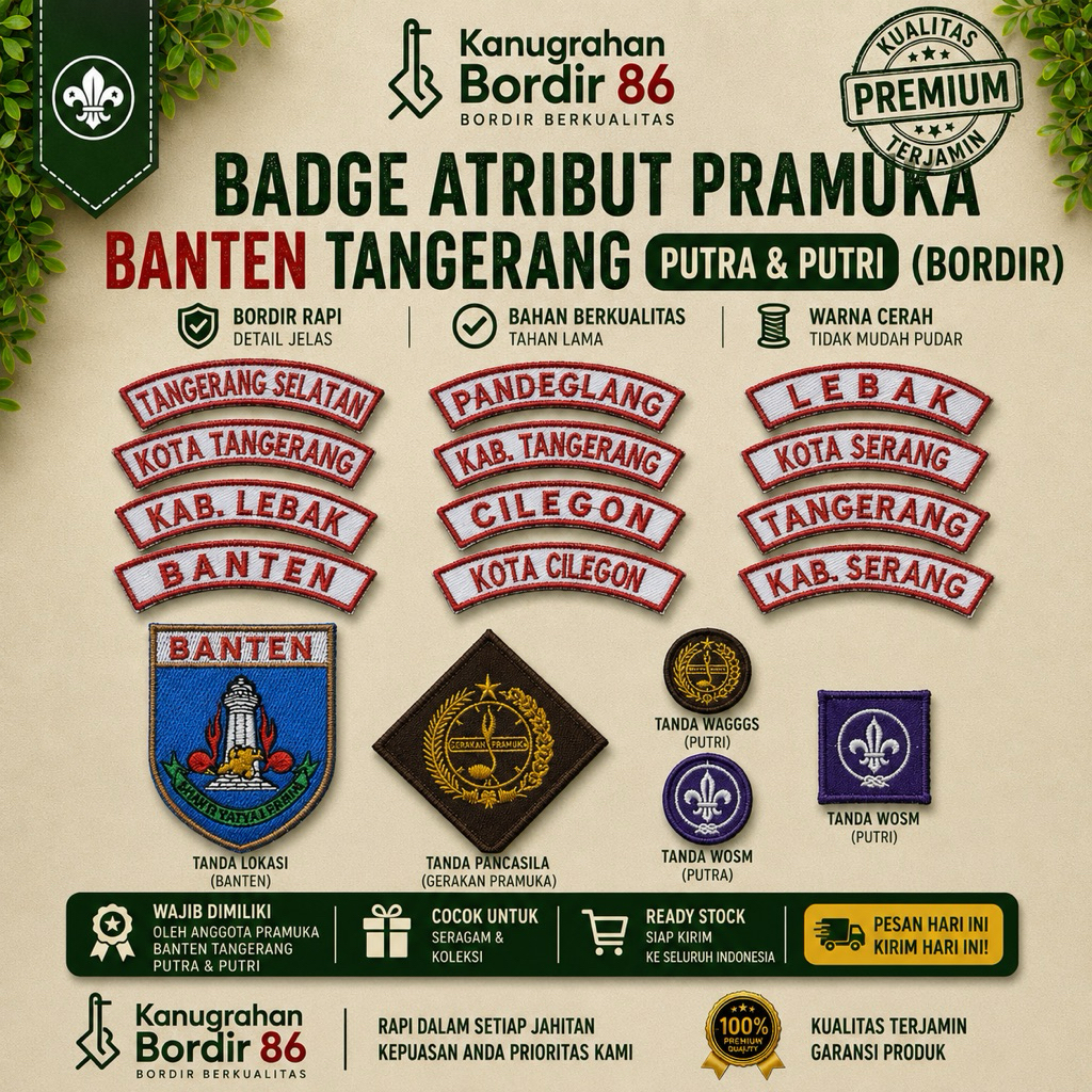 Badge Atribut Pramuka BANTEN TANGERANG (bordir)