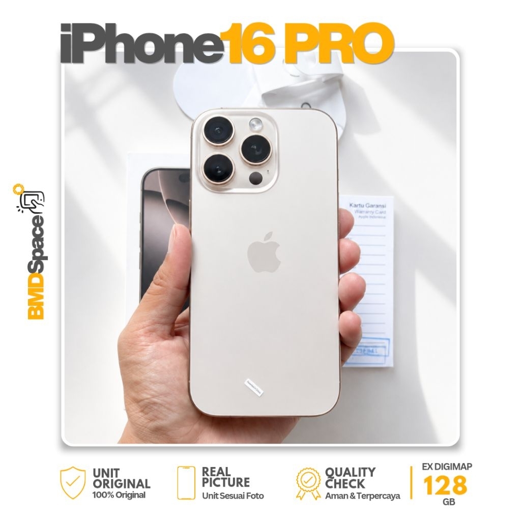 IPHONE 16 PRO 128GB SECOND IBOX/DIGIMAP IMEI PERMANEN FULLSET 100% ORIGINAL SECOND RESMI
