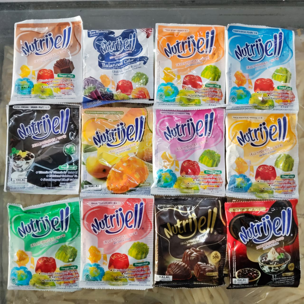 NUTRIJELL NUTRIJEL RASA BUAH COKLAT PLAIN CINCAU JELLY POWDER SERBUK ALL VARIAN 10 15 20 30 GRAM