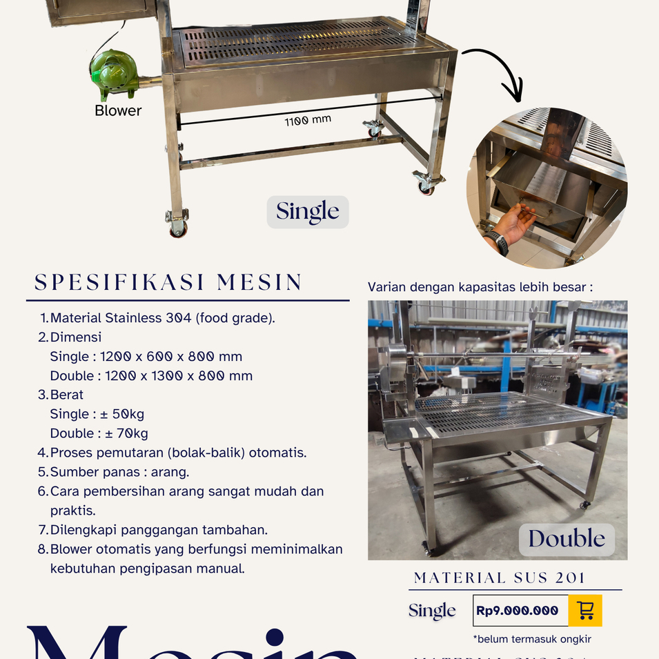 Mesin Kambing Guling Stainless Foodgrade