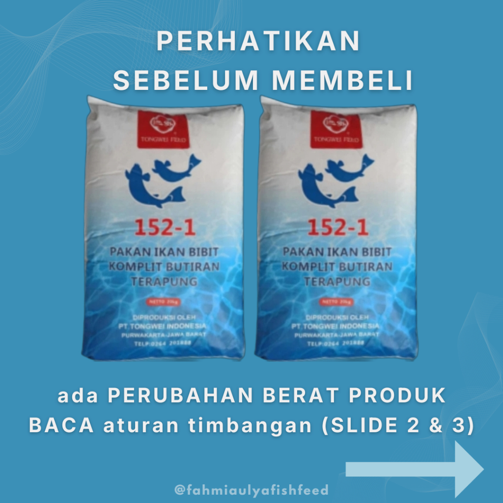 PAKAN IKAN MURAH TONGWEI 152-1 15 KG | Pakan Benih Ikan Tinggi Protein 34-36% | TONGWEI 152-1