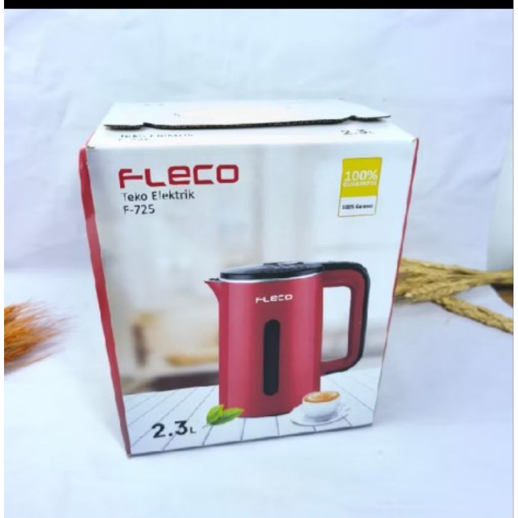 COD Fleco F-725 Teko Listrik 2.3 Liter Otomatis /Mug Fleco F-725 Stainless Steel Anti Karat
