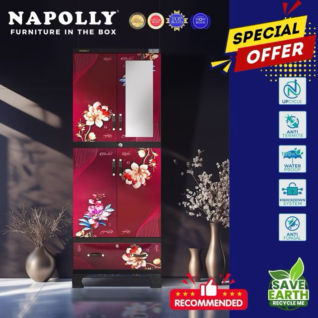 LEMARI PLASTIK GANTUNG NAPOLLY CABRO 277 ROTAN / GANTUNG + RAK NAPOLLY ICBC 277 PTRON3