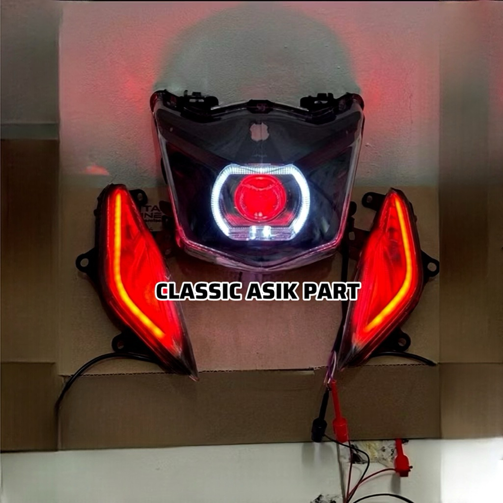 Reflektor Lampu Biled Beat karbu lama & Lampu sen alis running sepasang