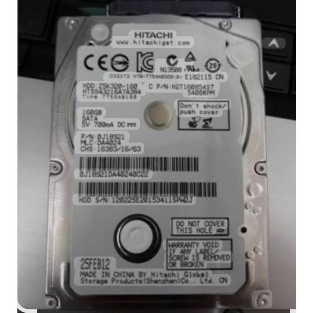 harddisk hdd 2.5 hitachi 160gb.untuk laptop dan ps.
