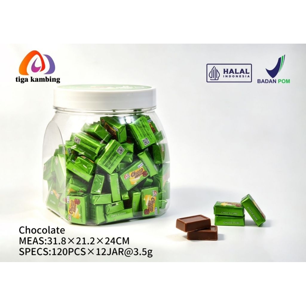 3D COKELAT CHOCO CUBE HALAL ISI 120 PCS