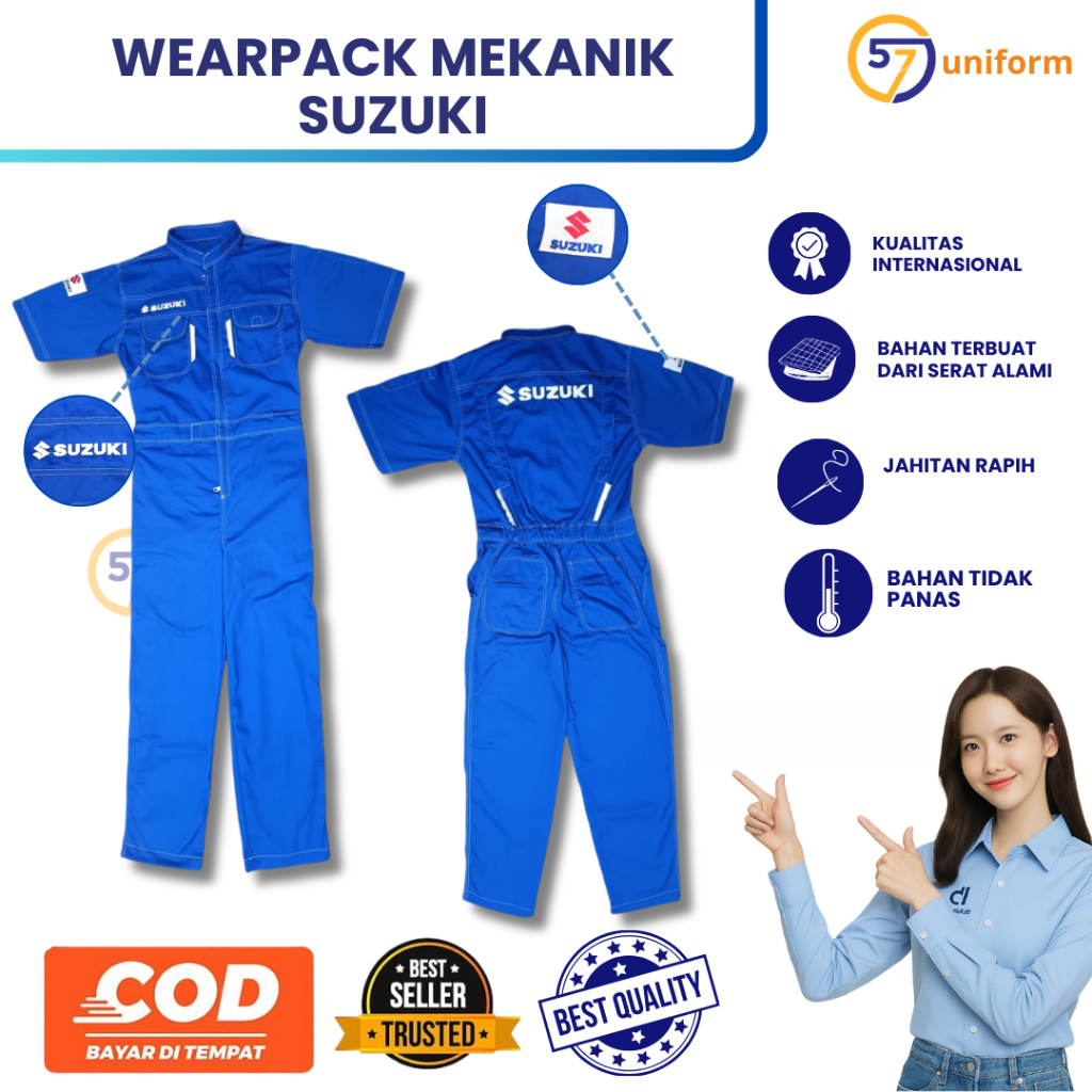 Seragam Mekanik Suzuki Terbaru | Wearpack Bengkel Premium | Wearpack Mekanik Suzuki Resmi