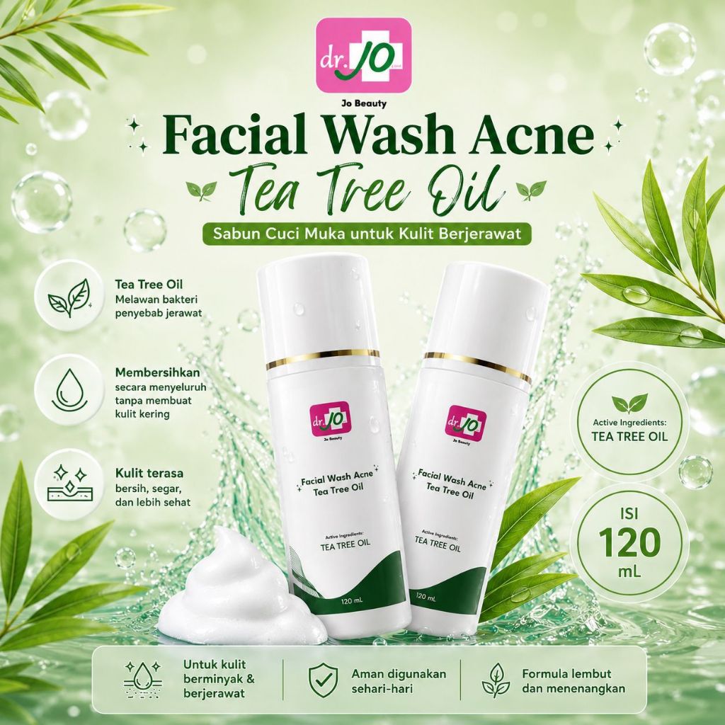 DR.JO FACIAL WASH ACNE TEA TREE OIL | SABUN JERAWAT KLINIK DR JO BPOM AMAN HALAL
