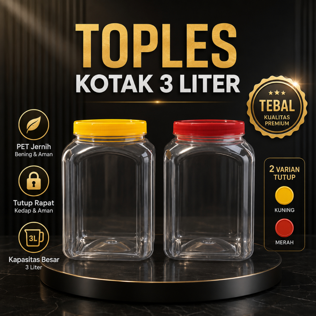 Toples Plastik Kotak Ikan Cupang 3 Liter 3000ml Tebal