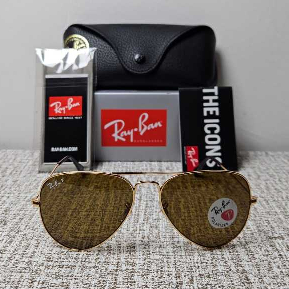 Kacamata Rayban Aviator RB3025 001/57 Gold Lens Brown Polarized Original
