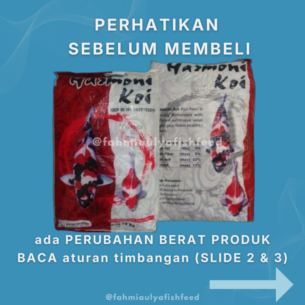 PAKAN KOI HARMONI (1 Kg ) HARMONI KOI MAKANAN KOI PELET KOI PAKAN KOI