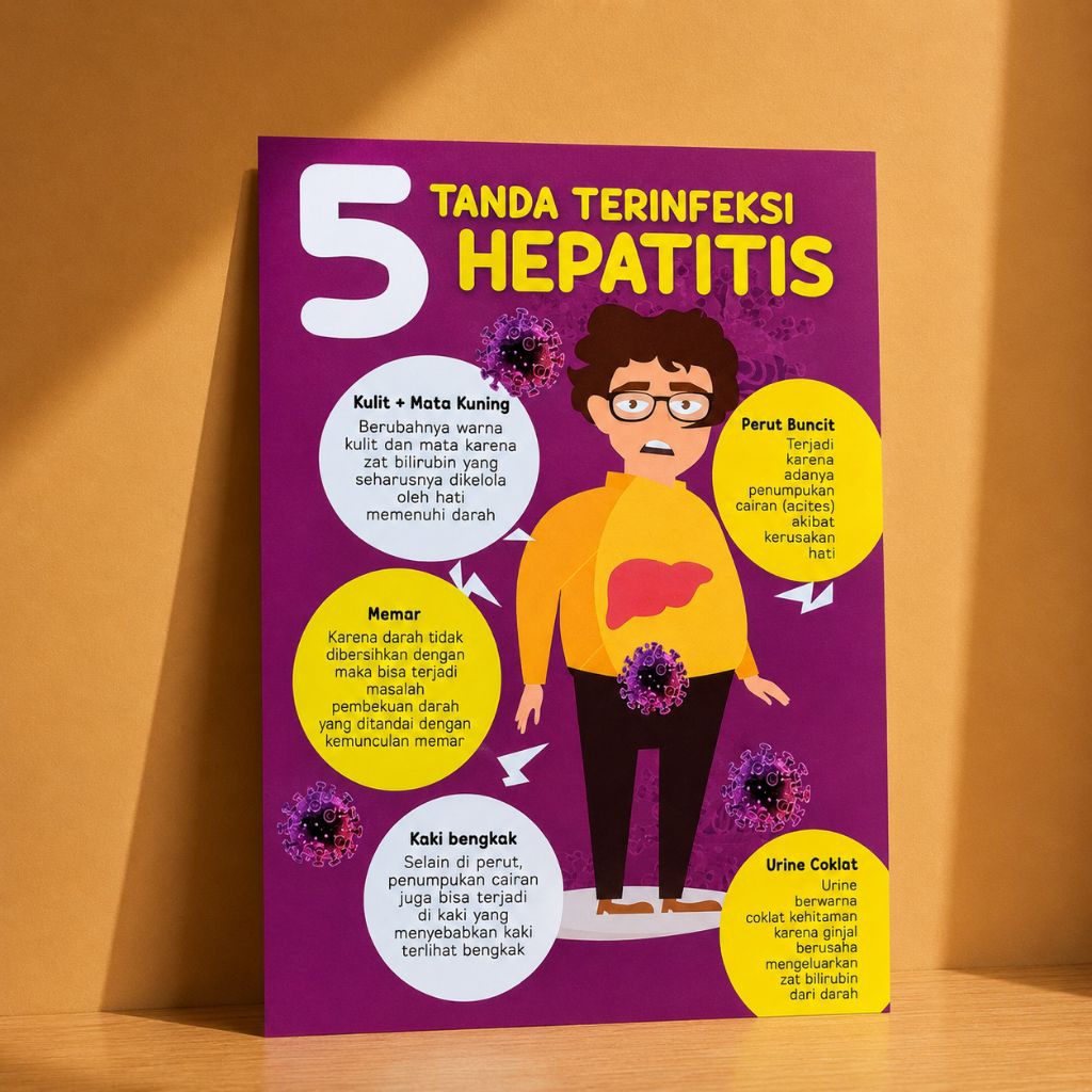 Poster 5 Tanda Hepatitis - Poster Hepatitis - Poster Kesehatan Hepatitis