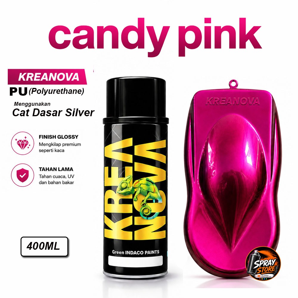 Kreanova Spray Paint Candy Pink PU - Cat Semprot Candy Pink 400ml