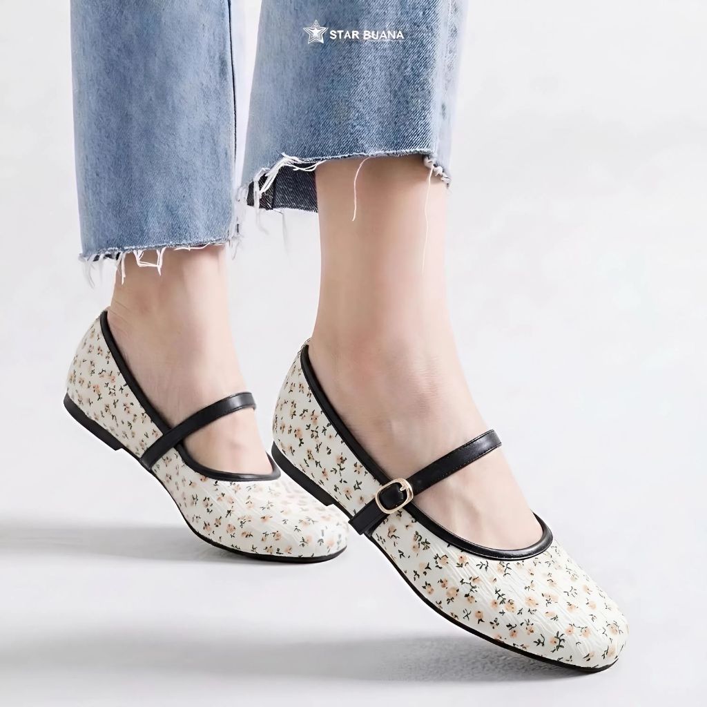 Sepatu Flatshoes Wanita Sella Bunga Gesper Jumbo