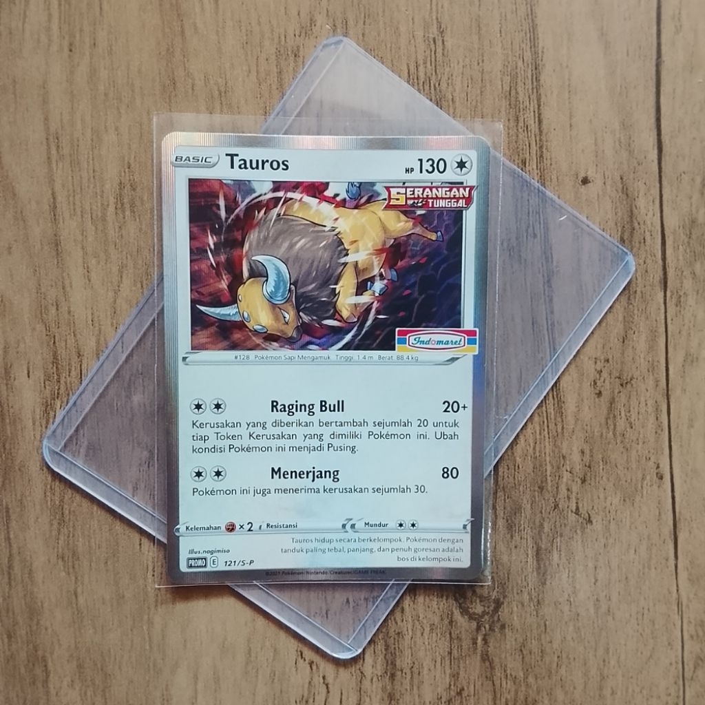 Tauros indomaret free Sleeve & toploader - Kartu promo Indomaret E 121/S-P - Pokemon TCG Indonesia