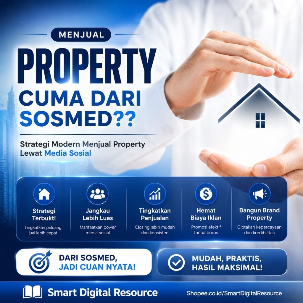 Property Agen - Template Konten Social Media Properti + Ecourse + Kalender + Caption Jualan Perumaha