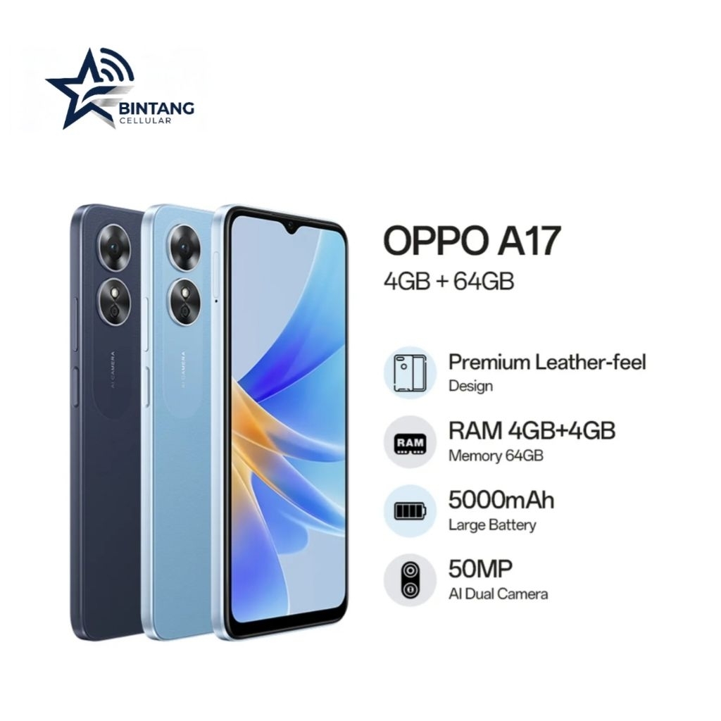 HP OPPO A17 4/64 GB - OPPO A17 RAM 4GB INTERNAL 64GB GARANSI RESMI